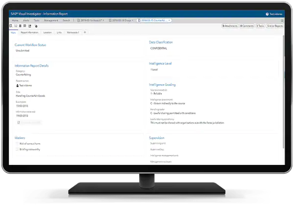 screenshot of SAS Law Enforcement Intelligence